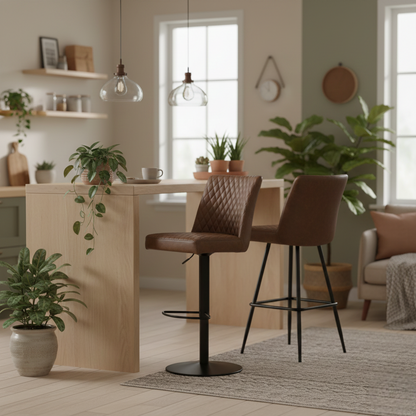 ‘Earth’ Tan Faux Leather Swivel Bar Stool