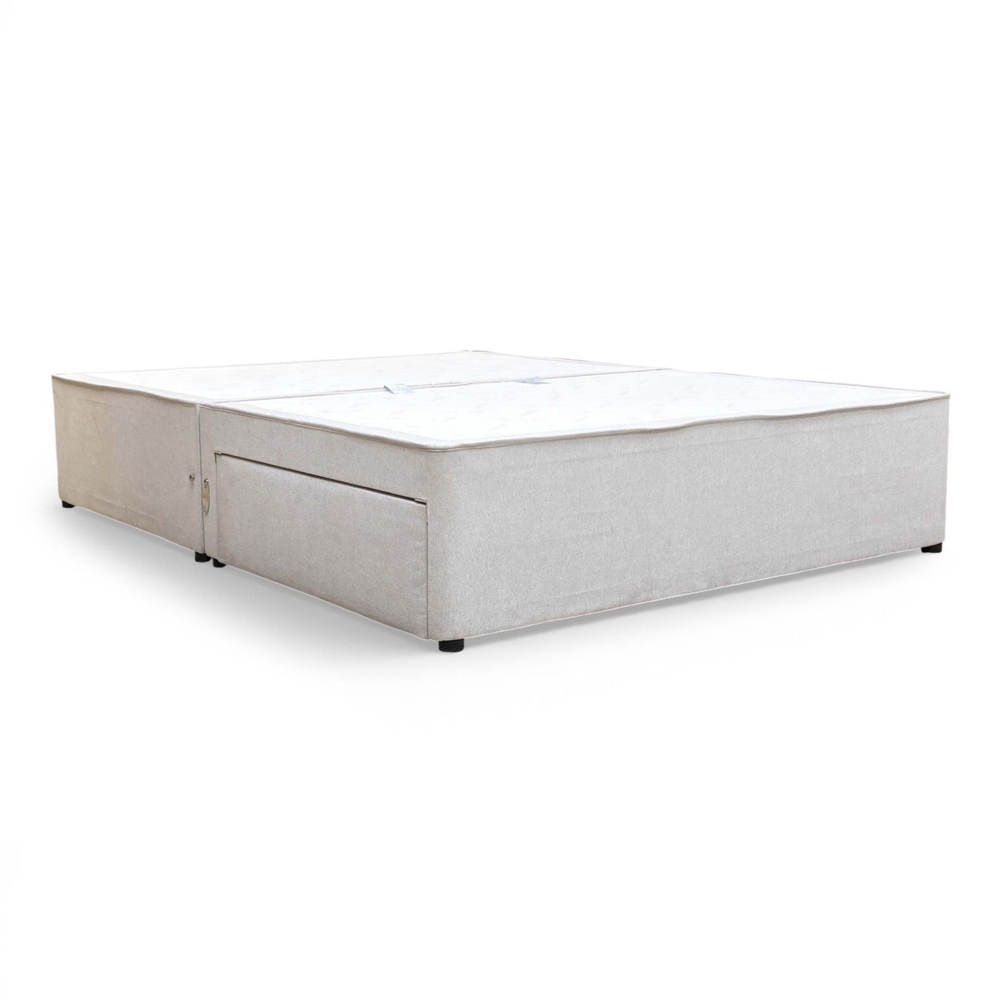 Top-down view of the divan base surface, showing the non-slip fabric designed to keep the mattress in place.