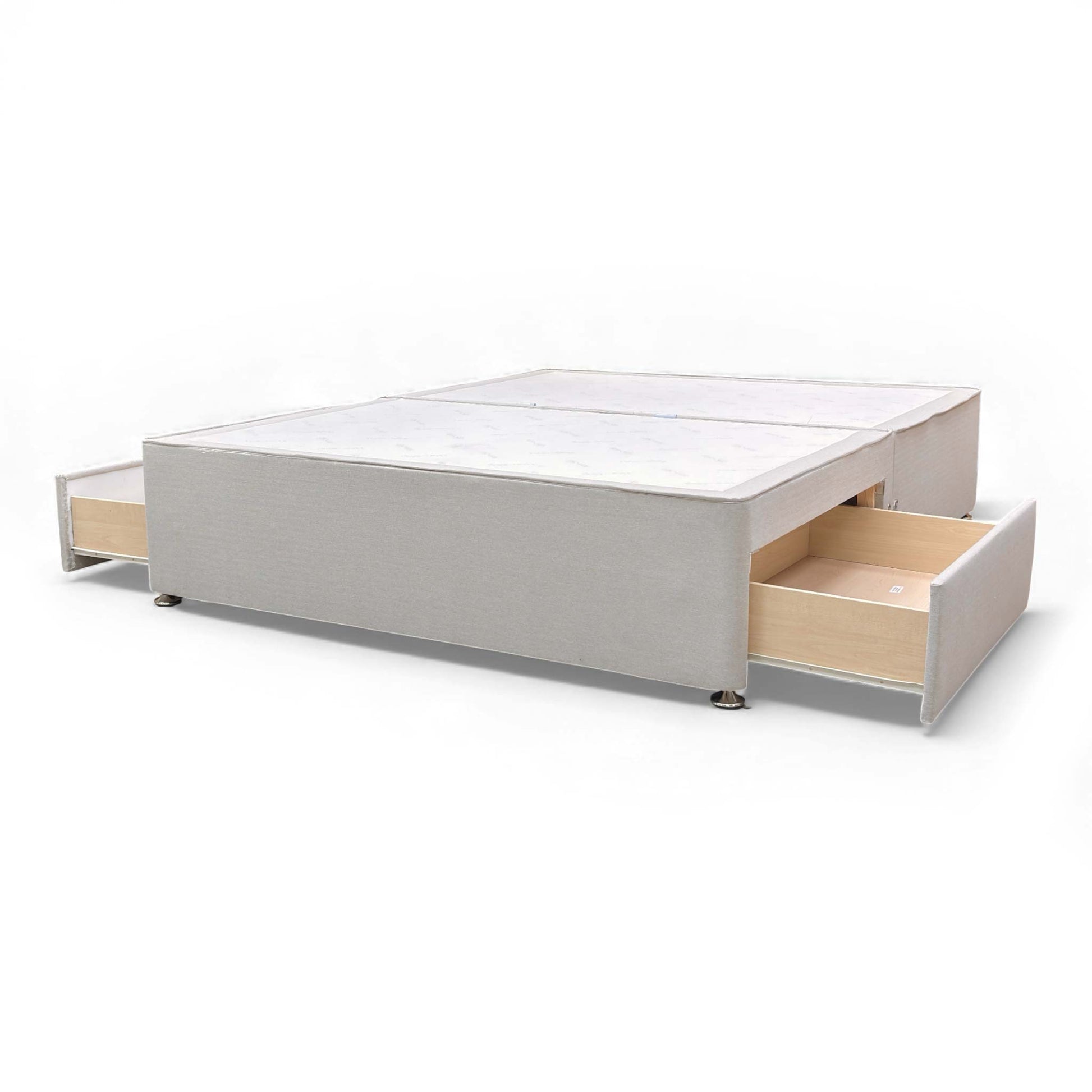 Close-up image of the two storage drawers on the side of the divan base.