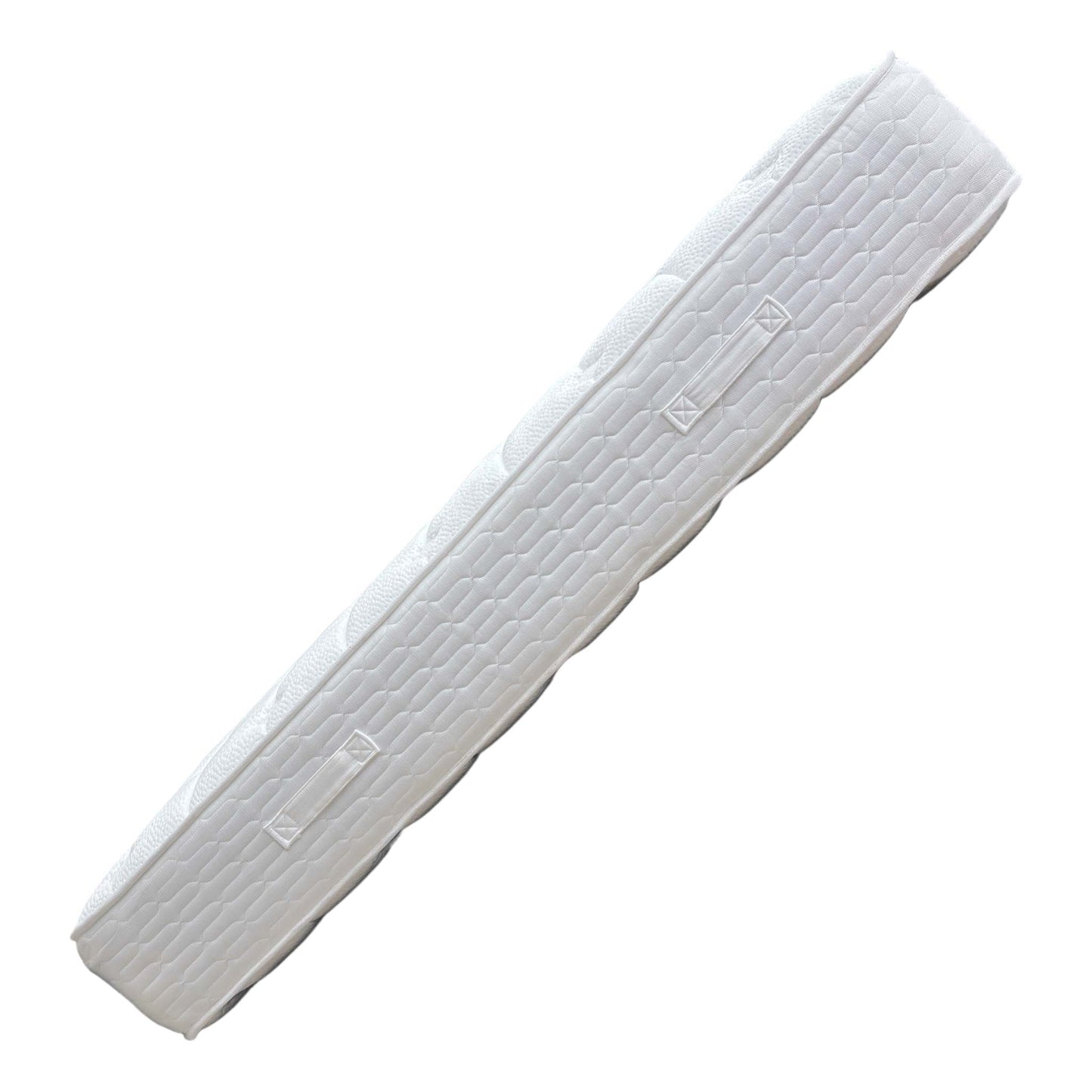 Side view of the mattress, showcasing its 30cm depth and the premium side-stitching for edge-to-edge support.