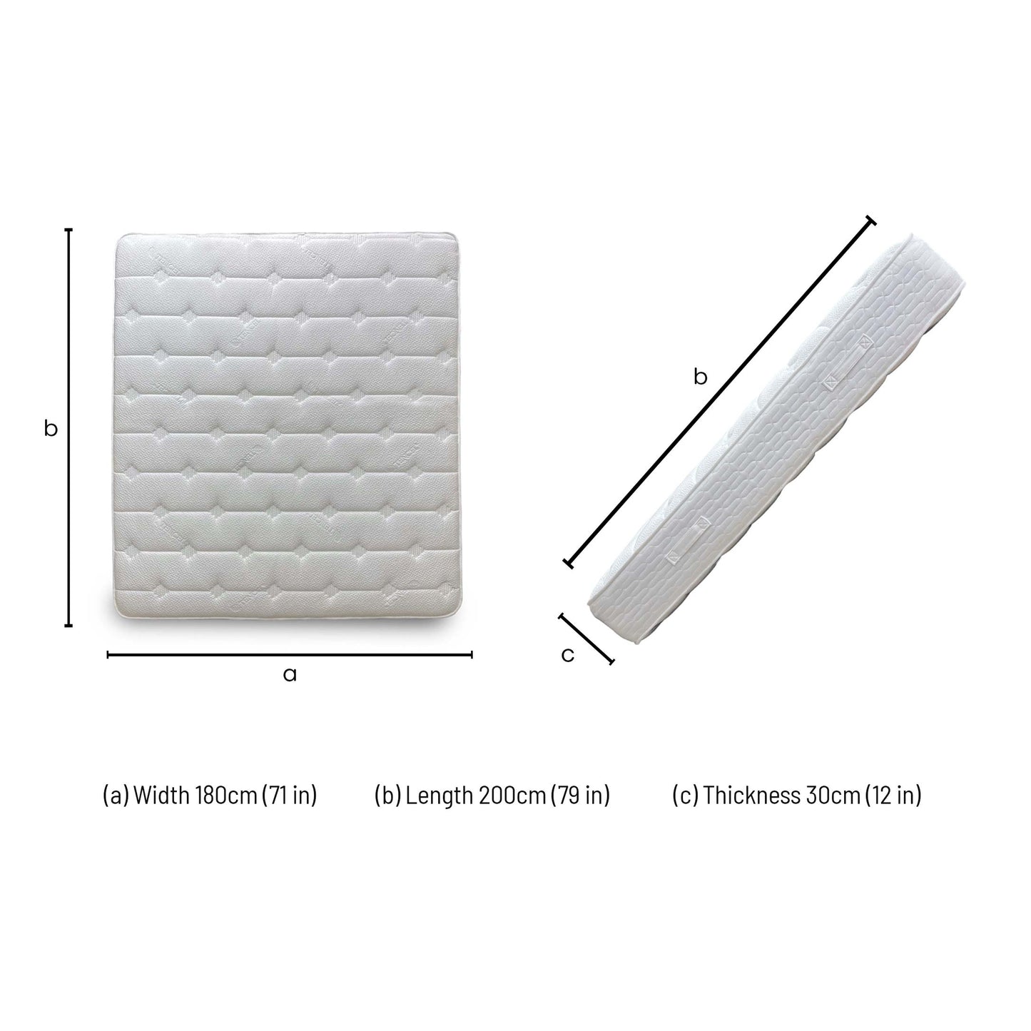 Dimensions for the 'Rimini' Super King Mattress