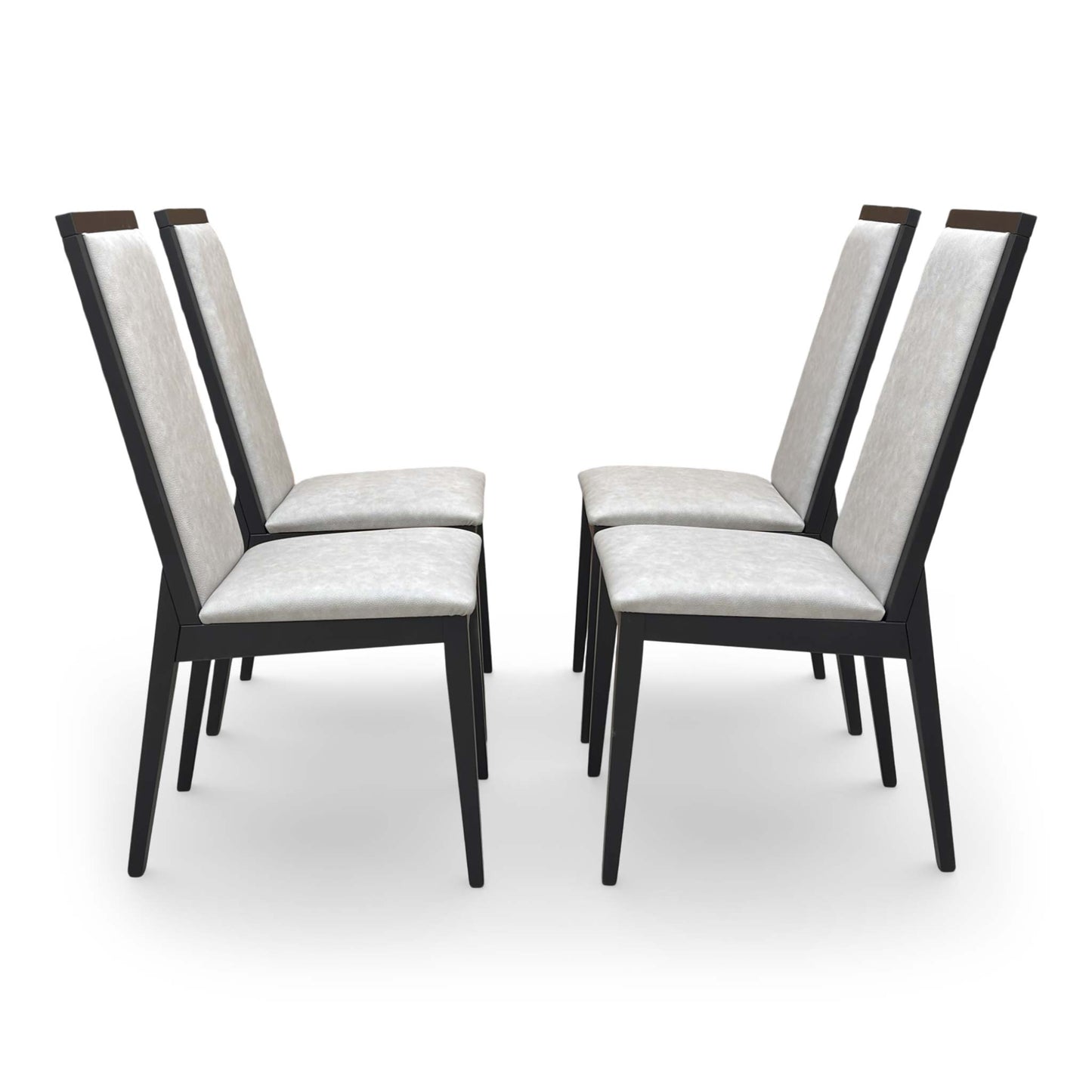 Side view showing the curved ergonomic design of the high back and the sturdy high-gloss wooden legs.