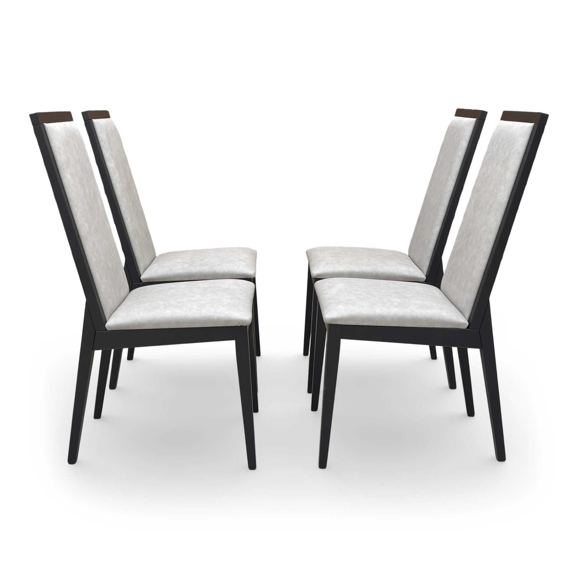 Side view showing the curved ergonomic design of the high back and the sturdy high-gloss wooden legs.
