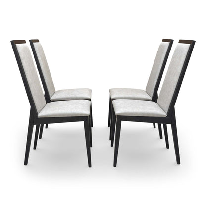 Side view showing the curved ergonomic design of the high back and the sturdy high-gloss wooden legs.