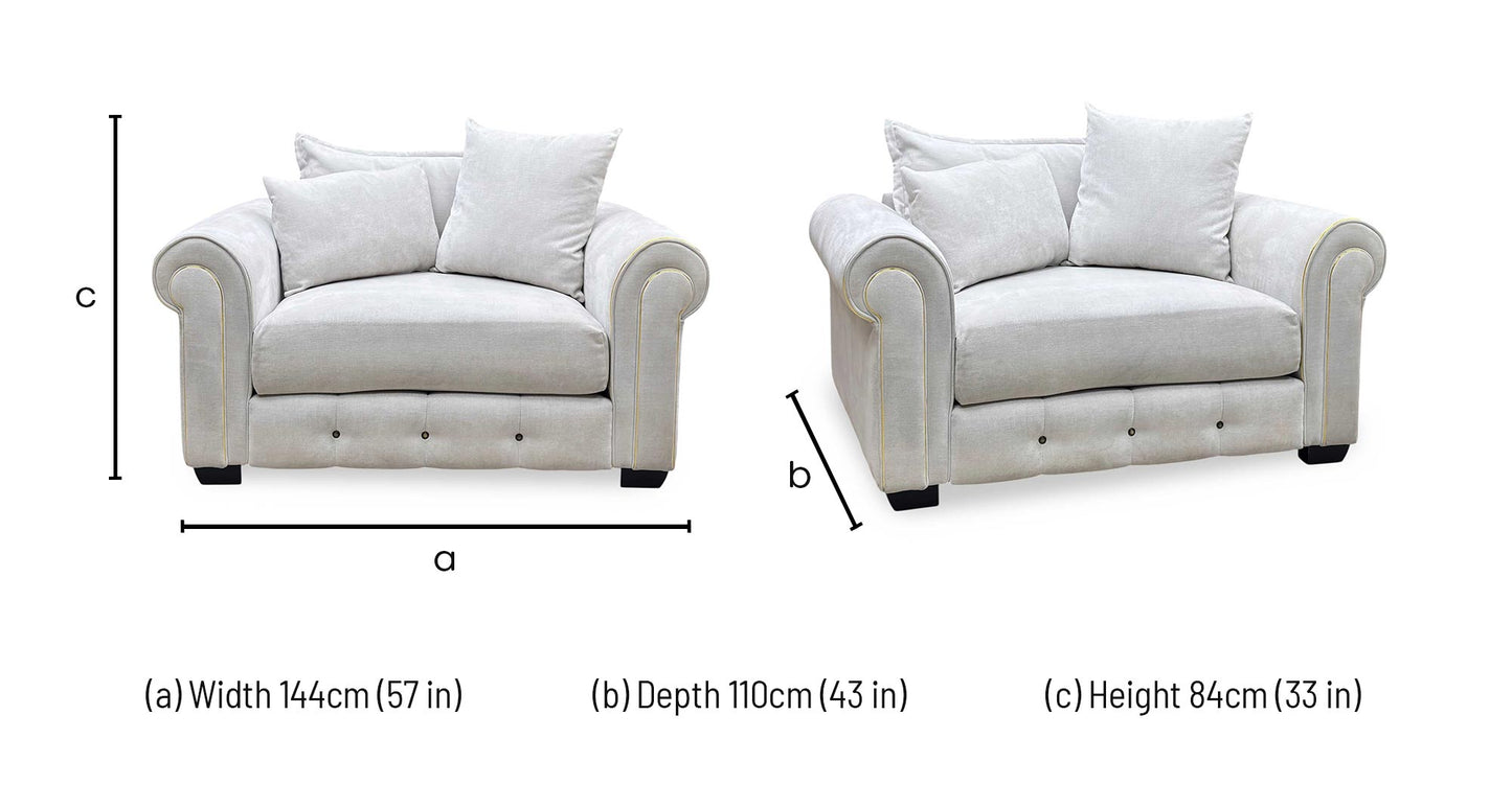Alexander & James ’Sumptuous’ Cham Onix Mist Dk_Gold Wicker Fabric Snuggler Furniture Village