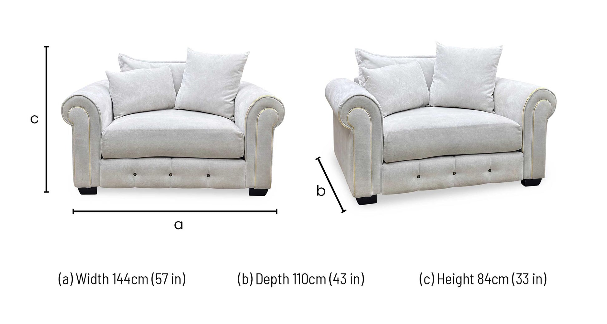 Alexander & James ’Sumptuous’ Cham Onix Mist Dk_Gold Wicker Fabric Snuggler Furniture Village