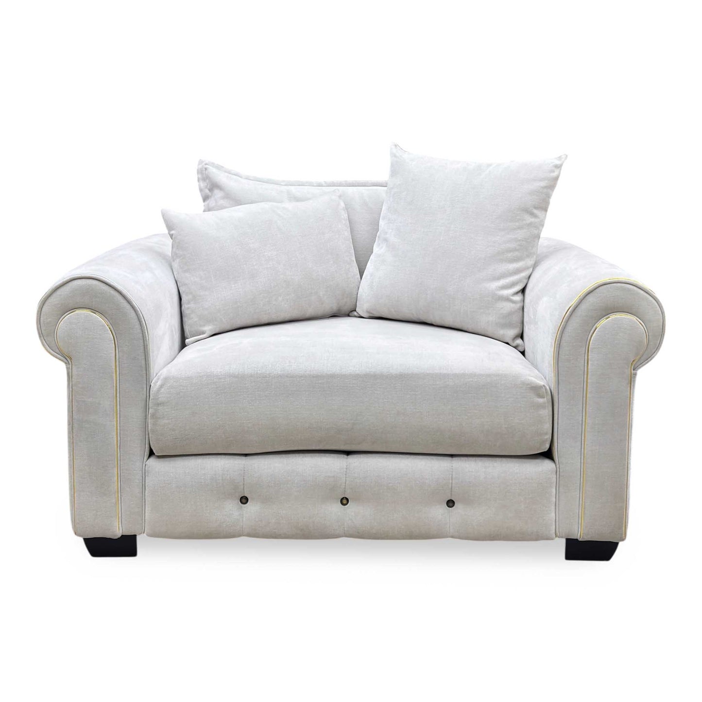 Alexander & James ’Sumptuous’ Cham Onix Mist Dk_Gold Wicker Fabric Snuggler Furniture Village