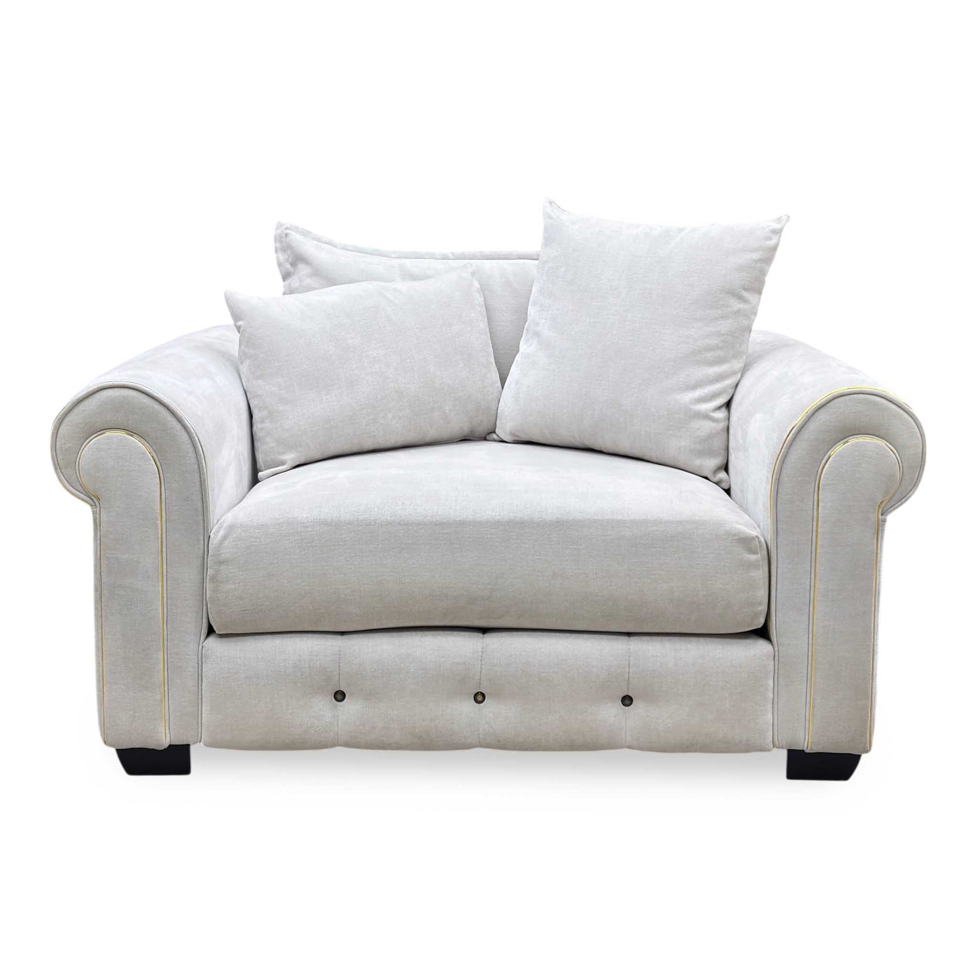 Alexander & James ’Sumptuous’ Cham Onix Mist Dk_Gold Wicker Fabric Snuggler Furniture Village