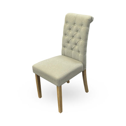 'Hamilton' Light Grey Fabric Roll Back Button Back Dining Chair