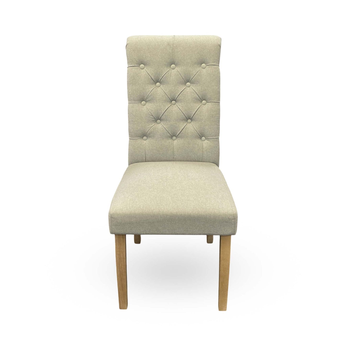 'Hamilton' Light Grey Fabric Roll Back Button Back Dining Chair