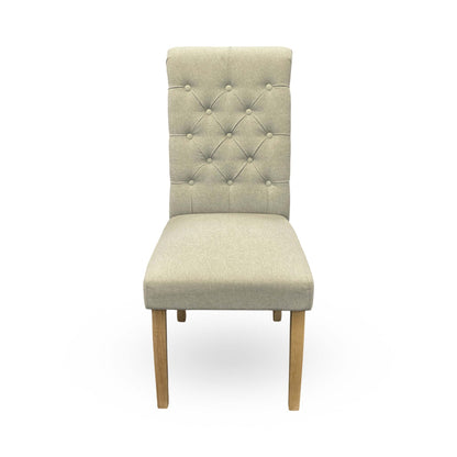 'Hamilton' Light Grey Fabric Roll Back Button Back Dining Chair