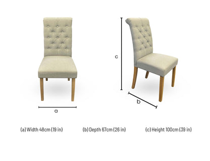 'Hamilton' Light Grey Fabric Roll Back Button Back Dining Chair