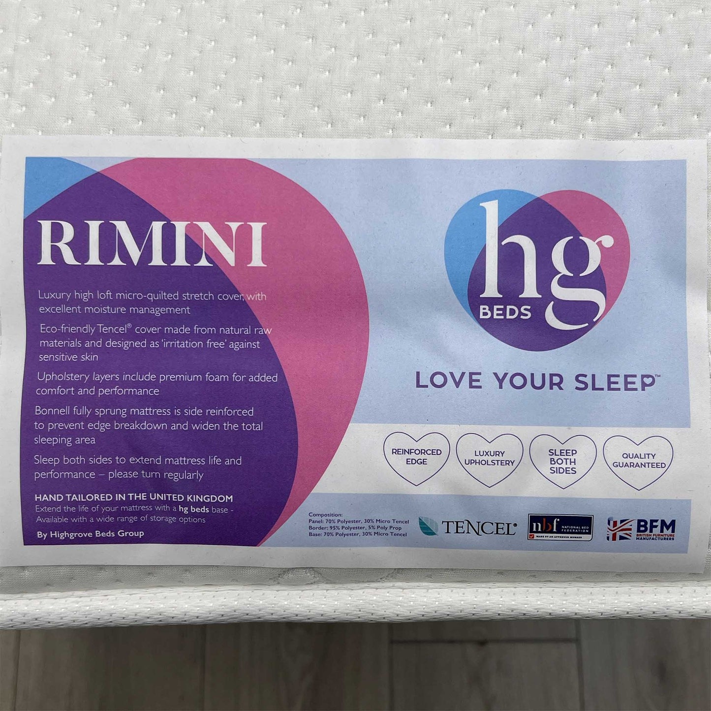 'Rimini' Eco Fully Pocket Sprung Mattress - Single - product photo 7