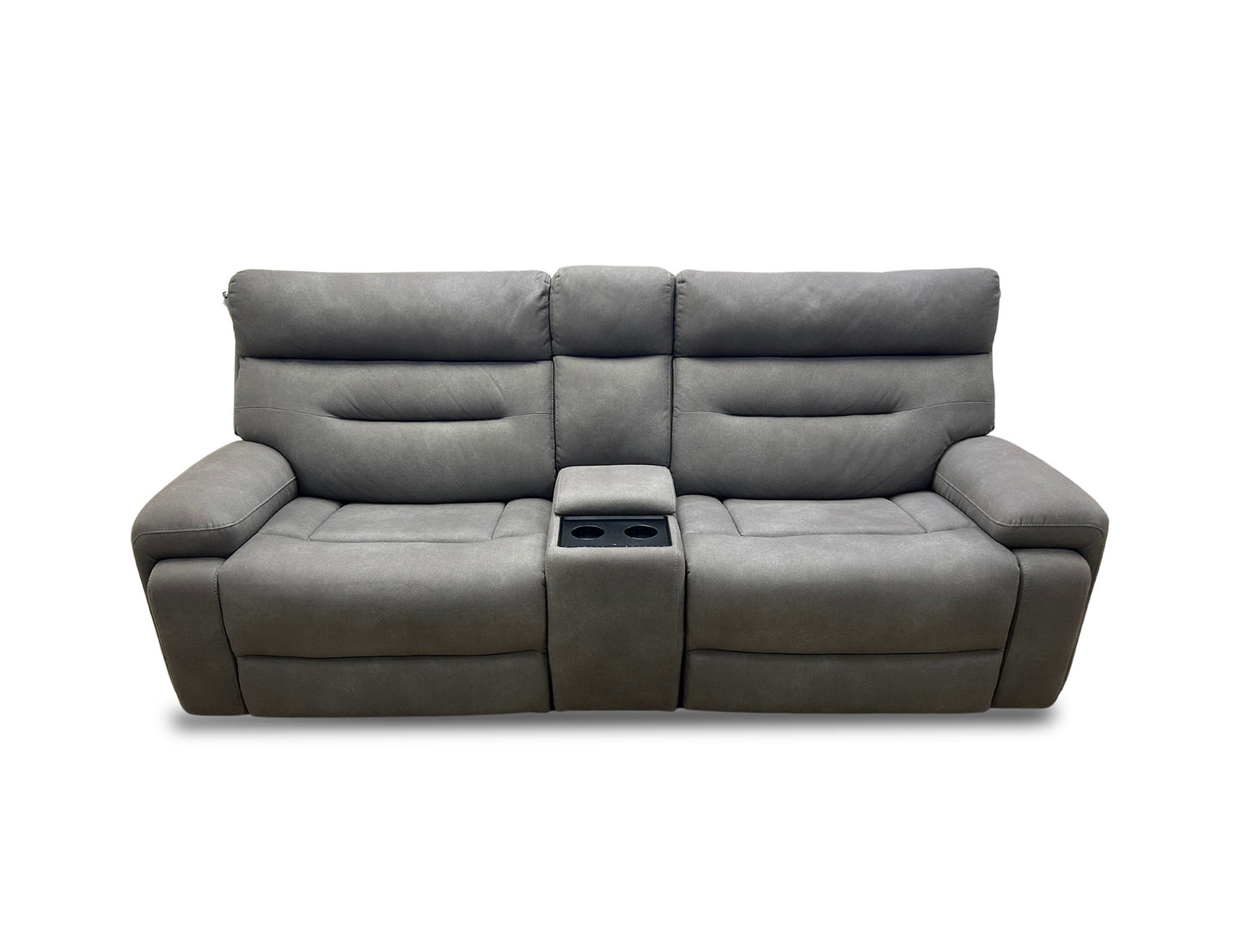 'Cinemax' Nappa Grey Media Fabric 3 Seater Power Recliner Sofa with Power Headrests