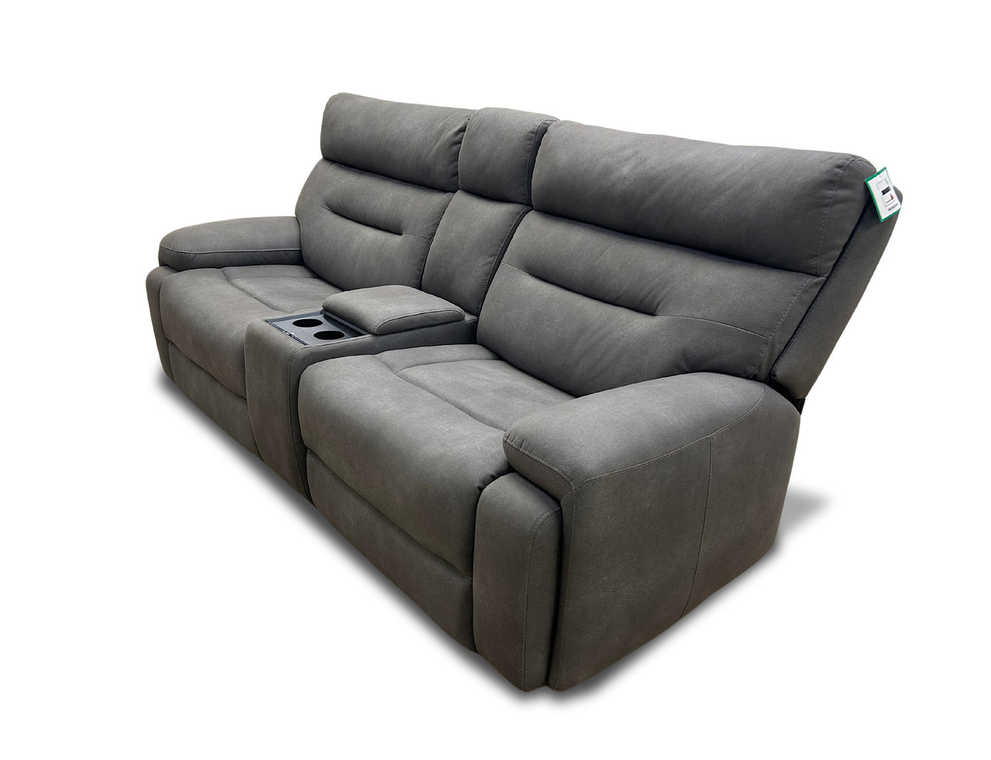 'Cinemax' Nappa Grey Media Fabric 3 Seater Power Recliner Sofa with Power Headrests