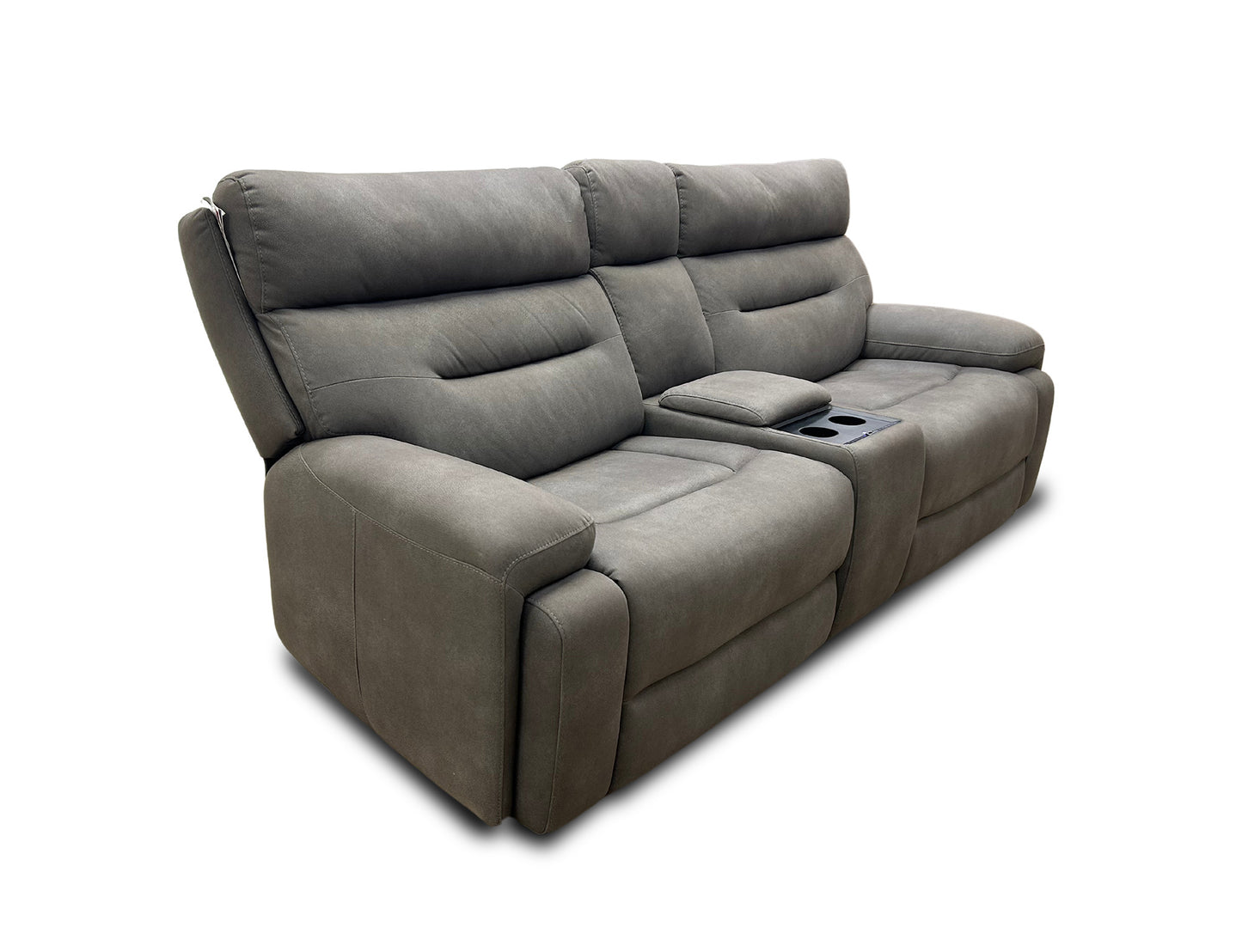 'Cinemax' Nappa Grey Media Fabric 3 Seater Power Recliner Sofa with Power Headrests