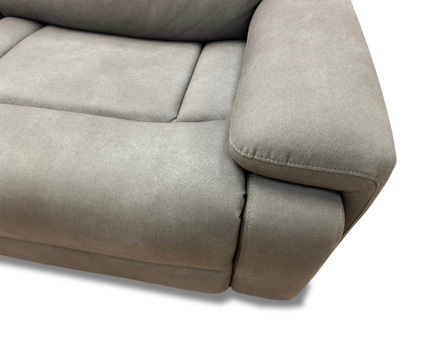 'Cinemax' Nappa Grey Media Fabric 3 Seater Power Recliner Sofa with Power Headrests