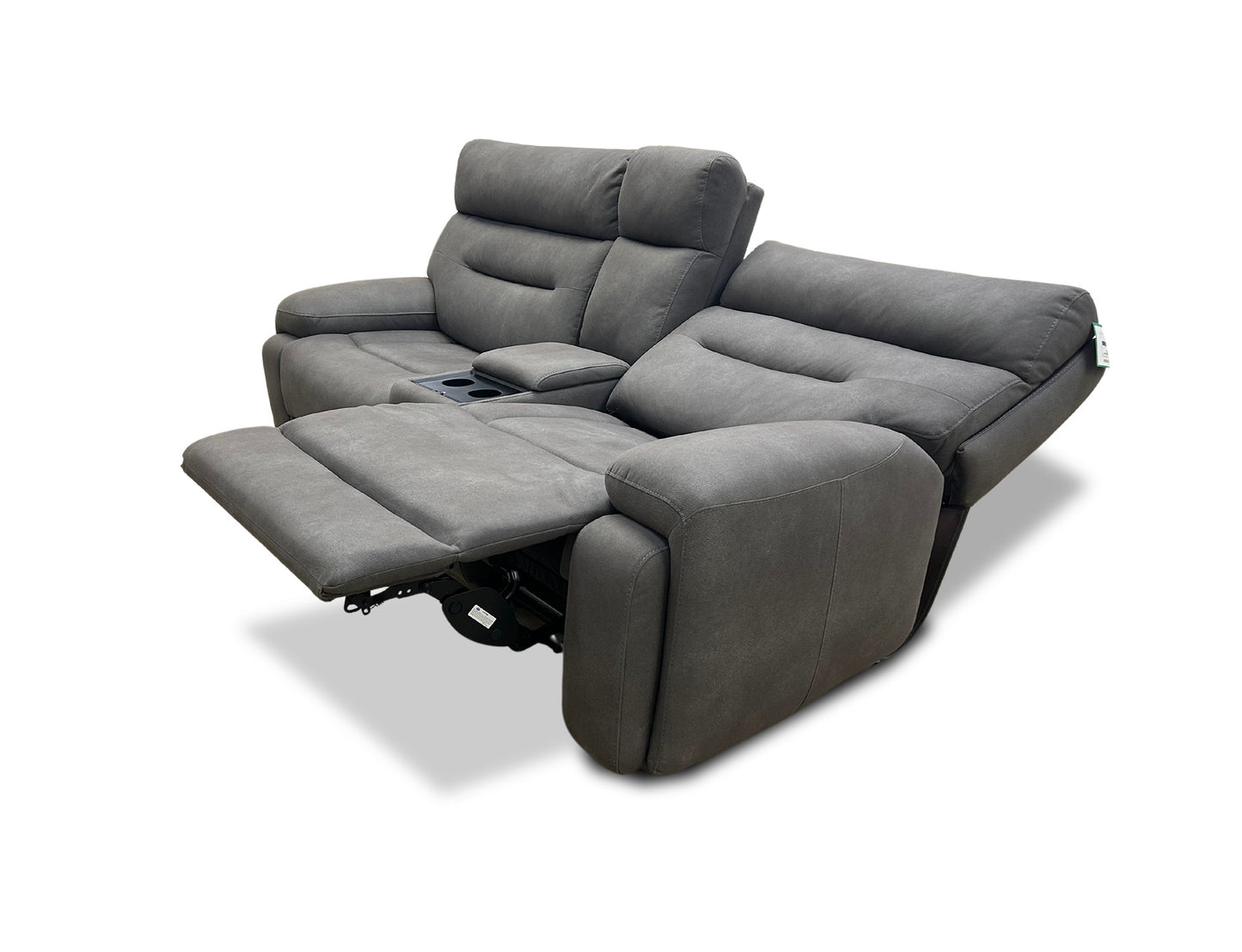 'Cinemax' Nappa Grey Media Fabric 3 Seater Power Recliner Sofa with Power Headrests