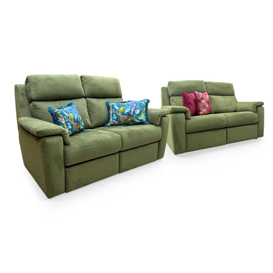 G Plan 'Thornbury' Plush Vine Green 2 + 2 Seater Velvet Sofa Set