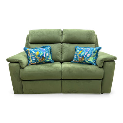 Full frontal studio view of the G Plan 'Thornbury' 2 Seater Sofa in Plush Vine Green velvet.