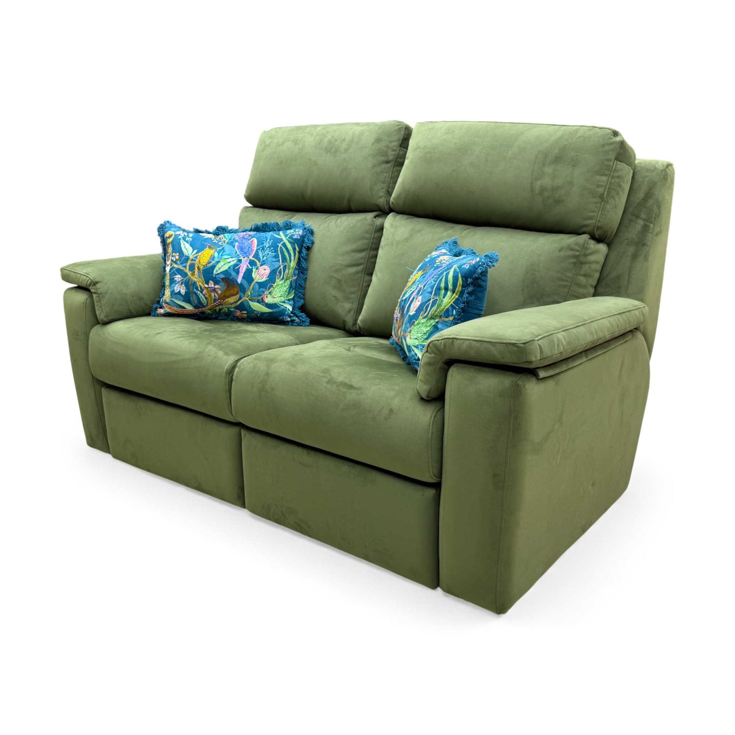 Side view of the G Plan 'Thornbury' 2 Seater Sofa in Plush Vine Green velvet.