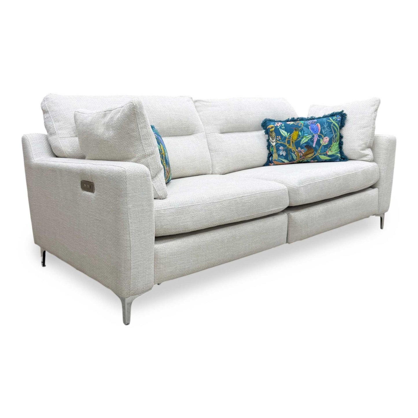 'Uniqa' Domaso Natural Fabric Power Recliner 3 Seater Sofa