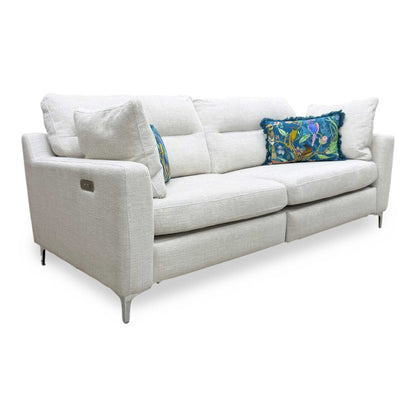 'Uniqa' Domaso Natural Fabric Power Recliner 3 Seater Sofa
