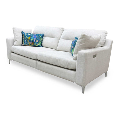 'Uniqa' Domaso Natural Fabric Power Recliner 3 Seater Sofa