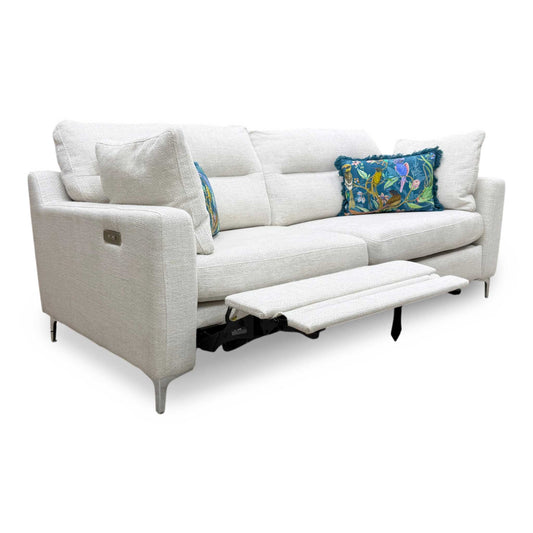 'Uniqa' Domaso Natural Fabric Power Recliner 3 Seater Sofa