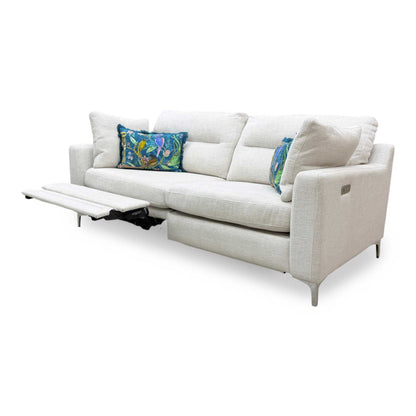 'Uniqa' Domaso Natural Fabric Power Recliner 3 Seater Sofa