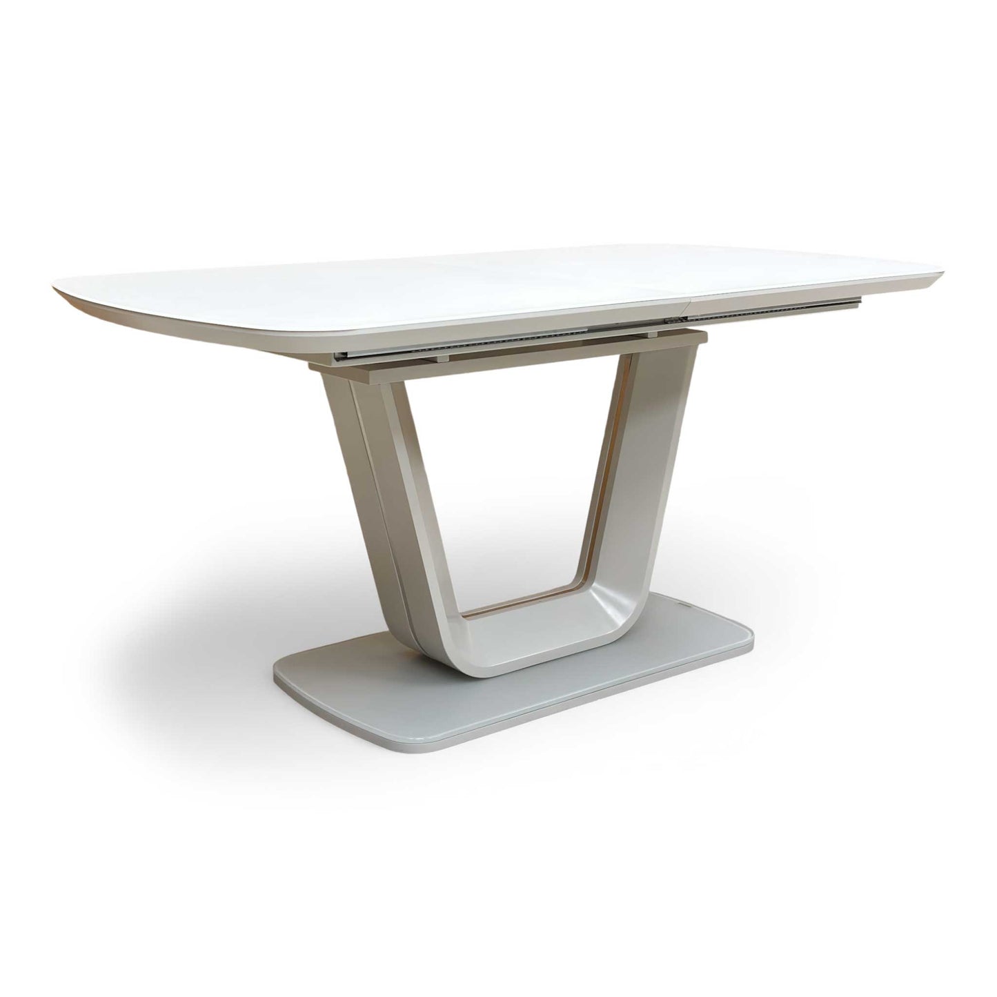 ‘Stockholm' High-gloss Light Grey Tempered Glass Large 160cm Dining Table