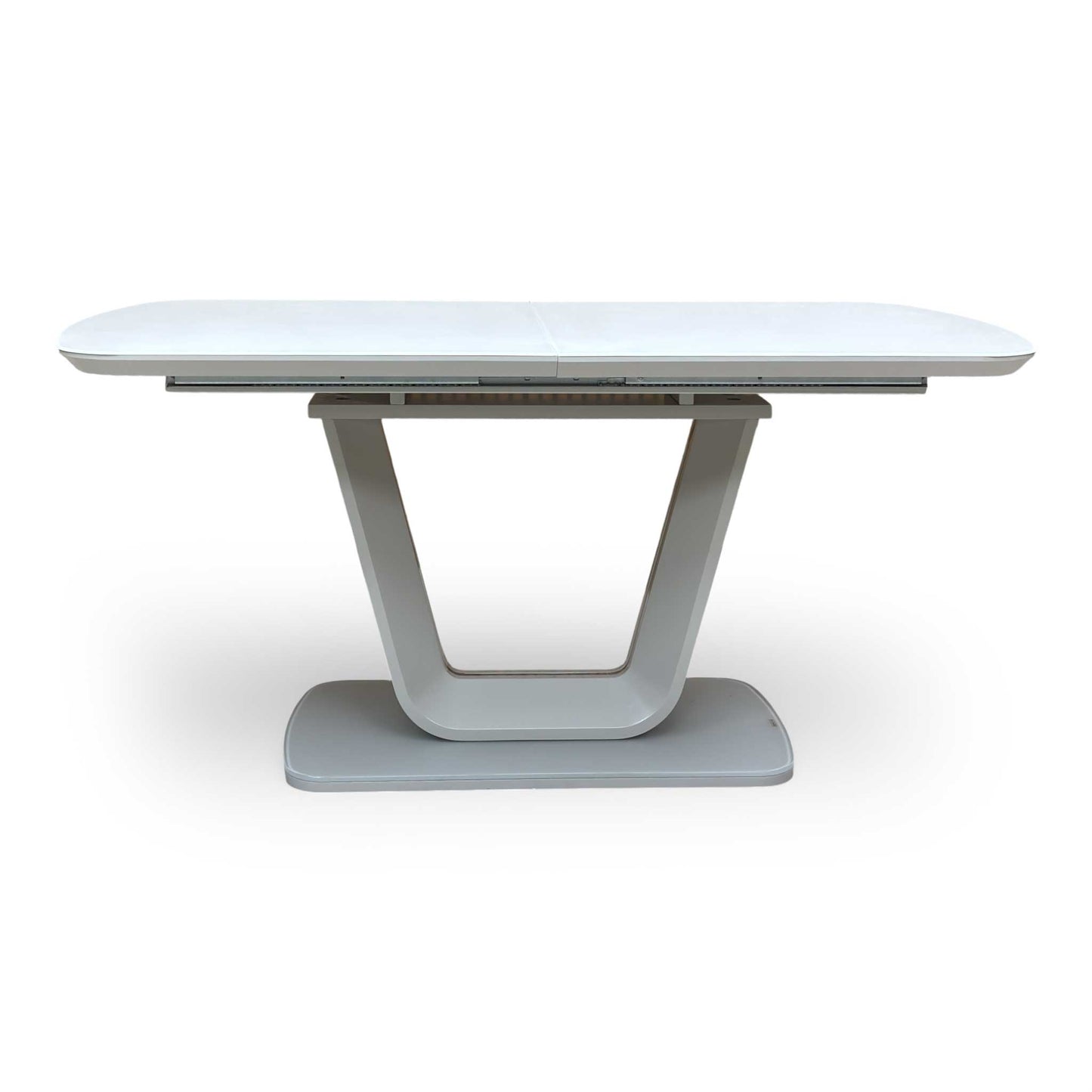 ‘Stockholm' High-gloss Light Grey Tempered Glass Large 160cm Dining Table