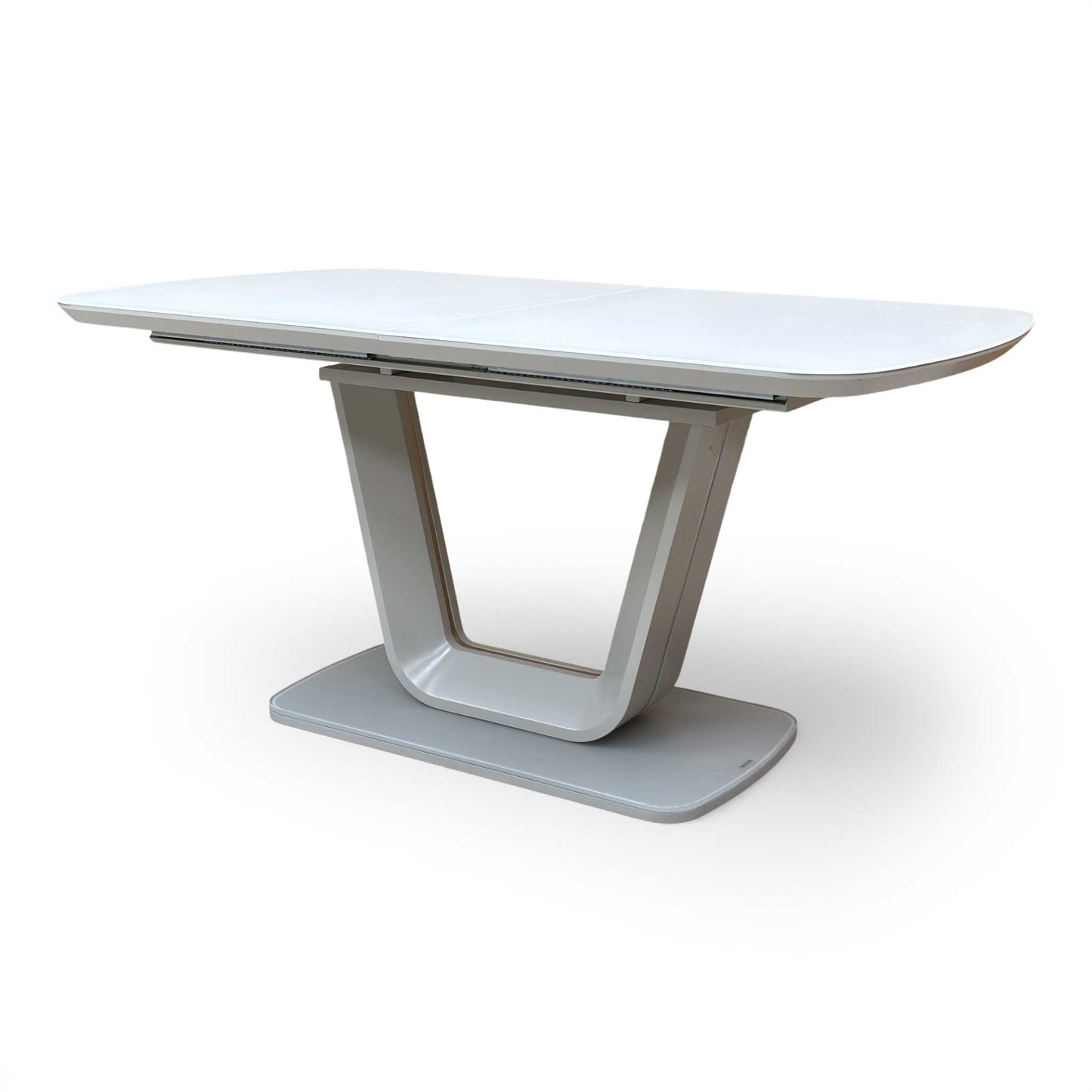 ‘Stockholm' High-gloss Light Grey Tempered Glass Large 160cm Dining Table