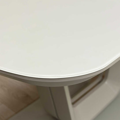 ‘Stockholm' High-gloss Light Grey Tempered Glass Large 160cm Dining Table