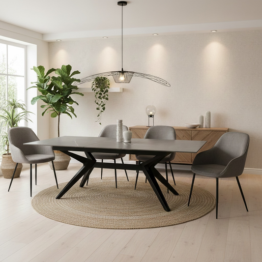'Kore' Grey Ceramic Top 230cm Pop-Up Extending Dining Table