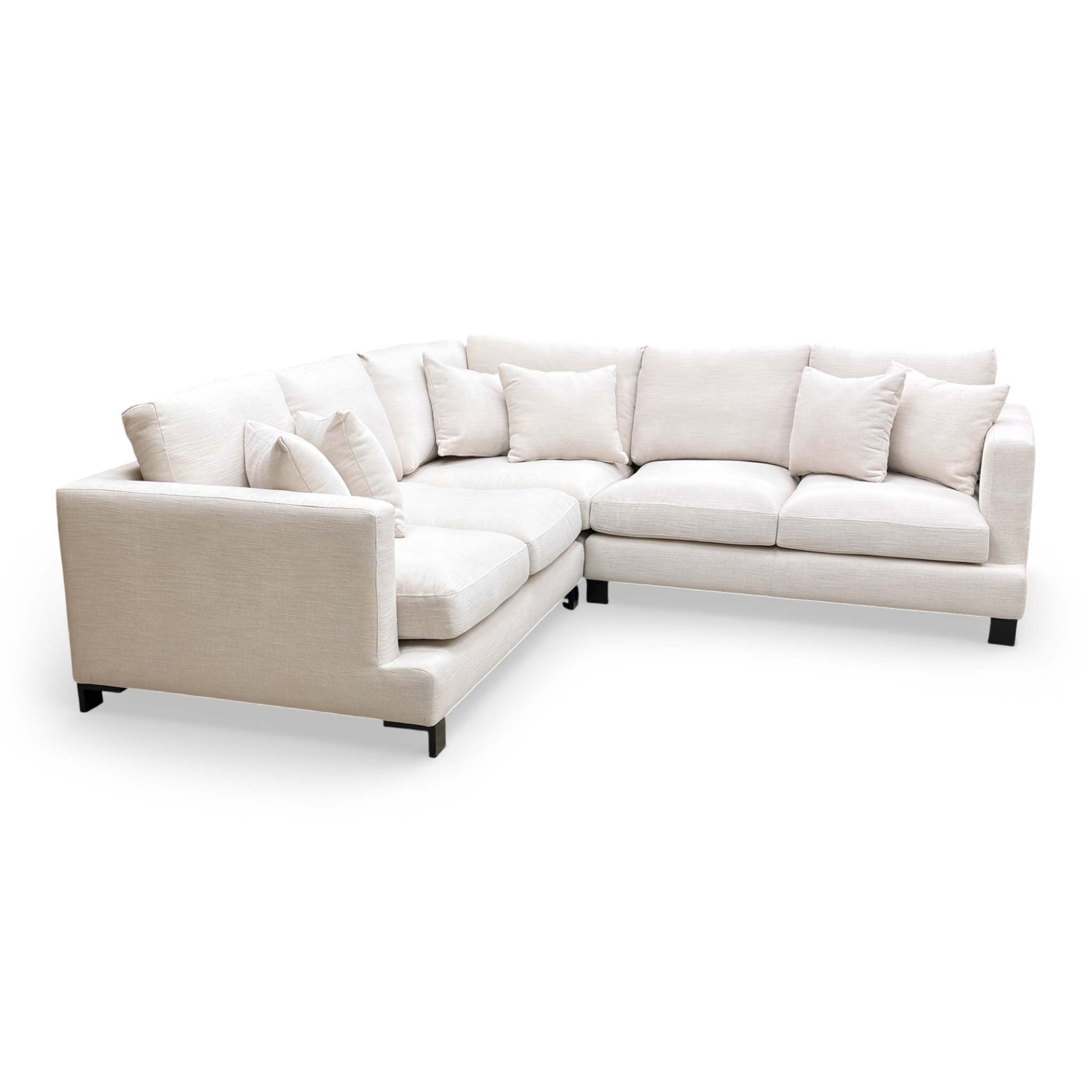 View from the side corner, illustrating the symmetrical design and generous proportions of the set.