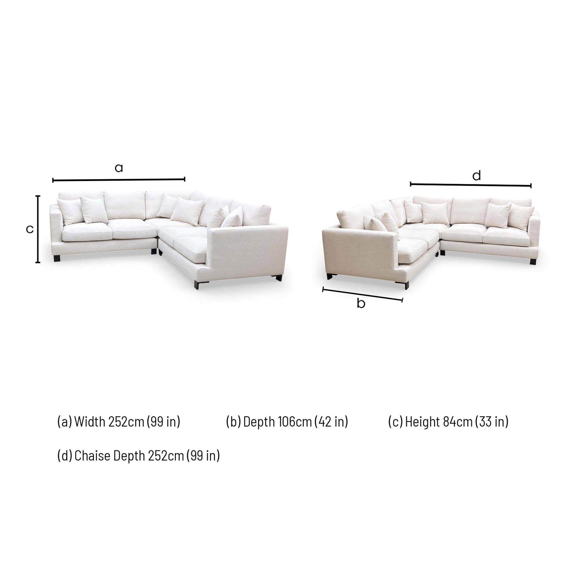 Dimensions for the Dwell Lugano 2 Corner 2 Sofa
