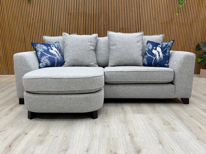 'Lorella' Silver Selway Pillow Back 4 Seater Lounger Sofa with Removable Arms