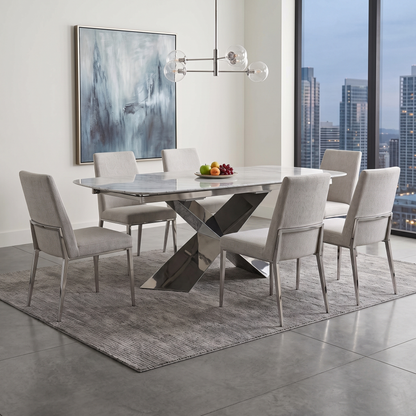 ‘Gabana’ Real Marble 180cm Large Fixed Dining Table Furniture Village