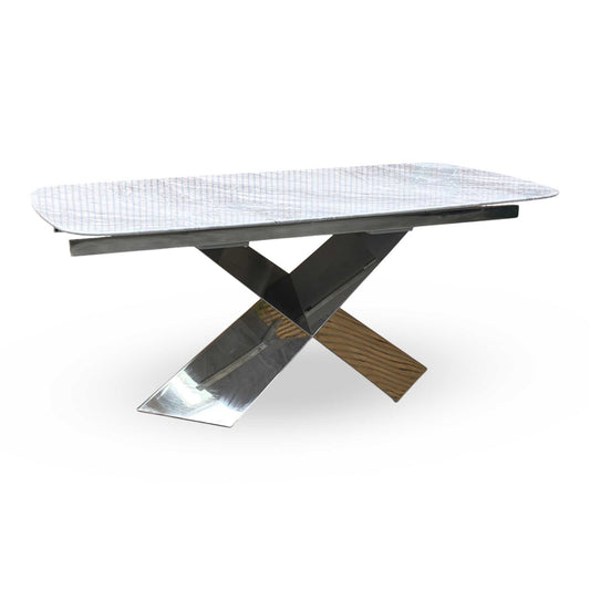 ‘Gabana’ Real Marble 180cm Large Fixed Dining Table Furniture Village