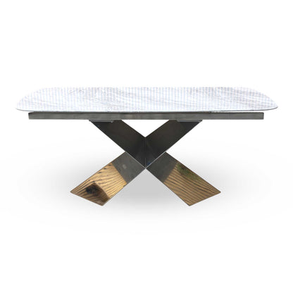 ‘Gabana’ Real Marble 180cm Large Fixed Dining Table Furniture Village