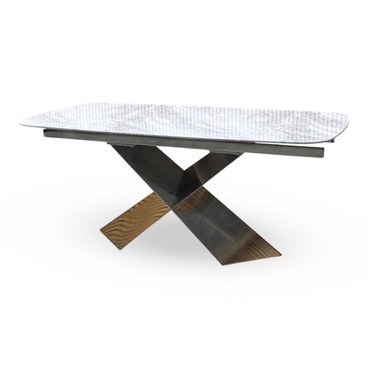 ‘Gabana’ Real Marble 180cm Large Fixed Dining Table Furniture Village