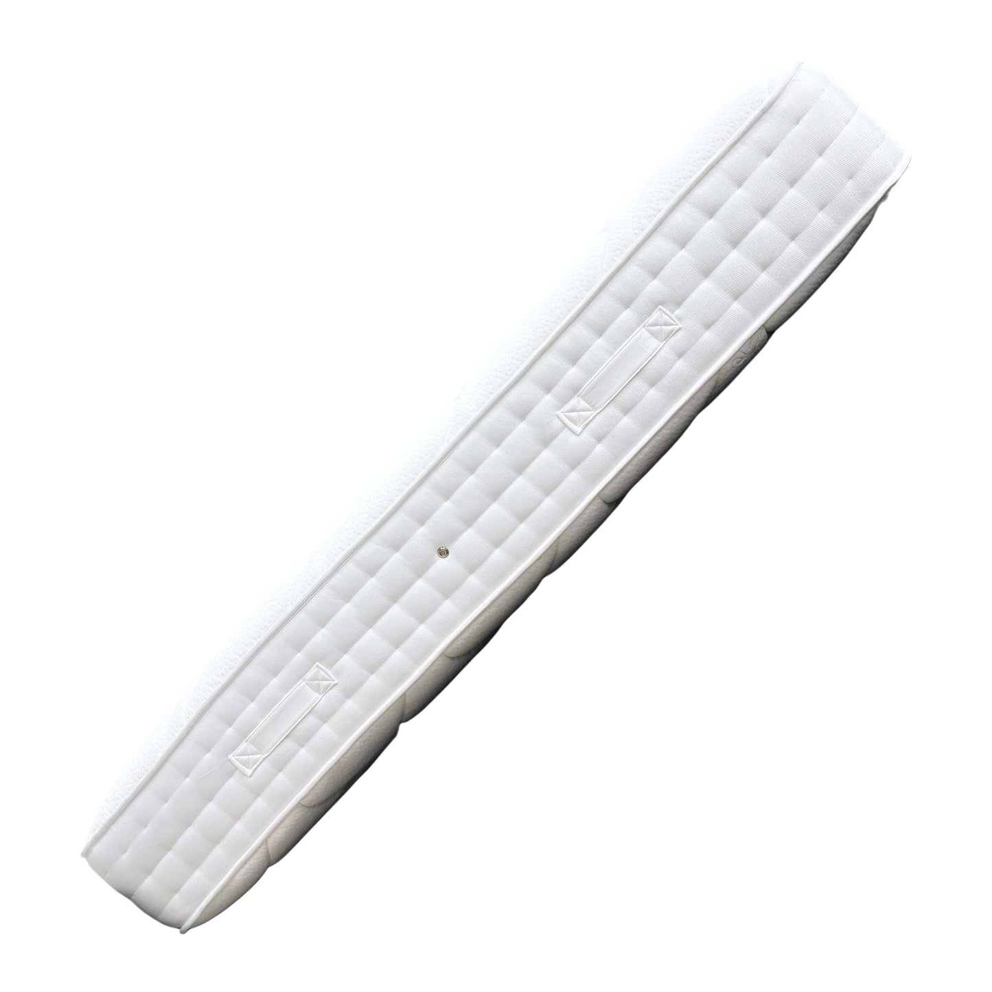 Angled view of the Deluxe Firm Mattress, highlighting its substantial 34 cm depth and premium side border finish.