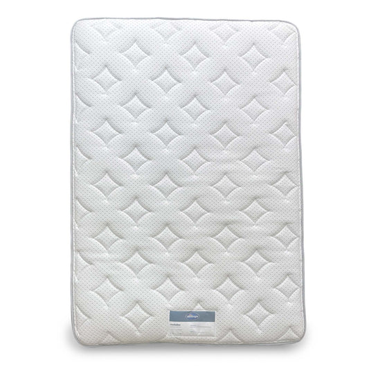 Full view of the Silentnight Revitalise King-size mattress, showing the white quilted top and grey patterned side borders.