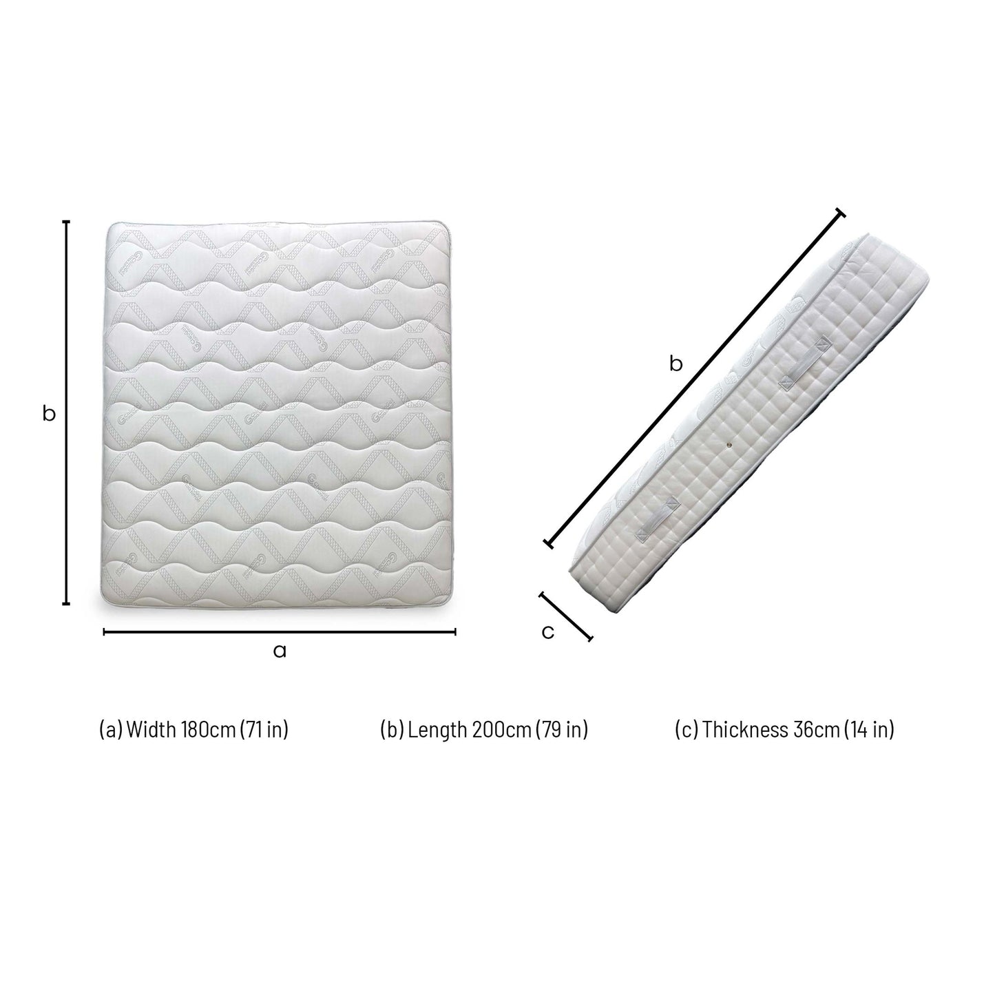 Technical dimension diagram for the Solar Gel Super King mattress.