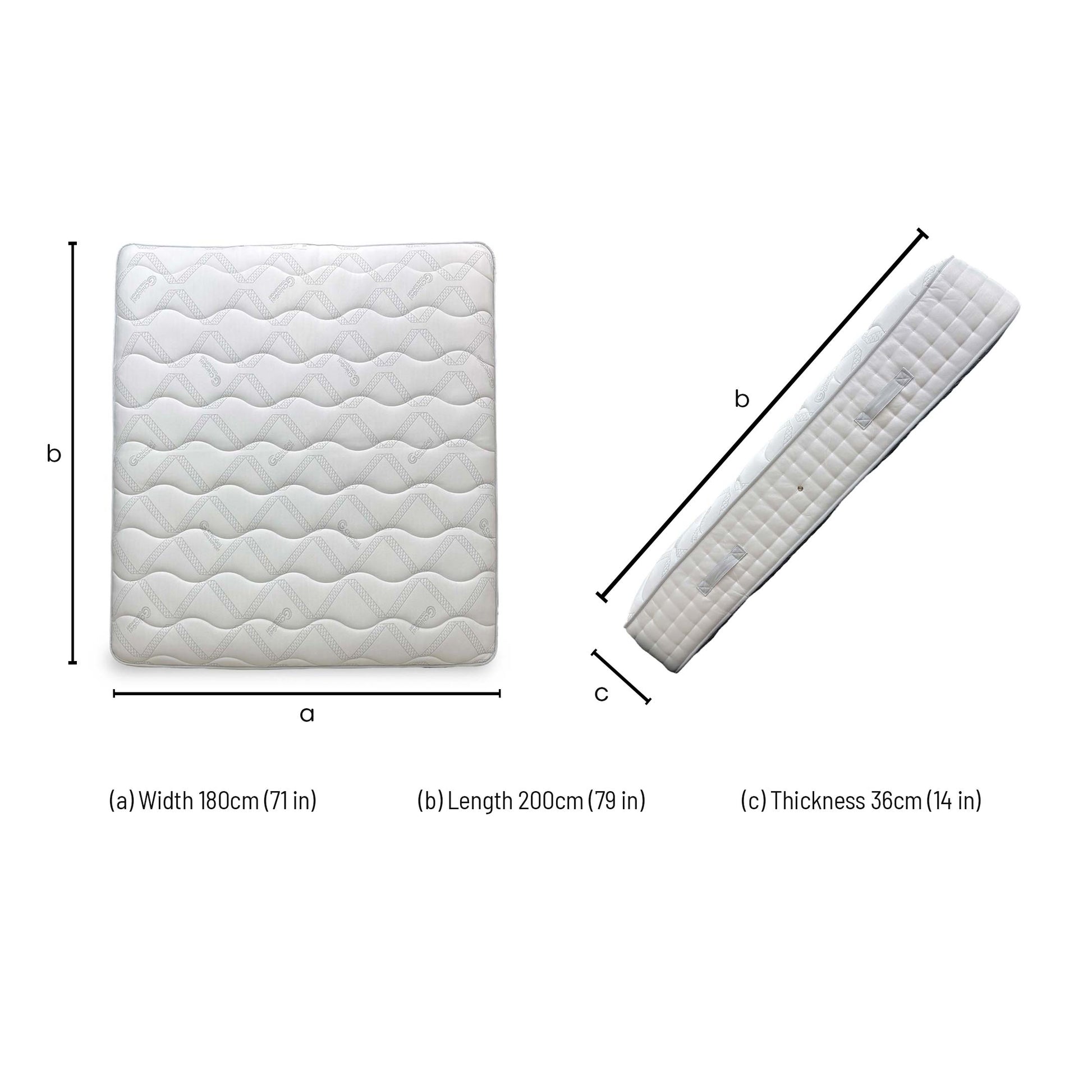 Technical dimension diagram for the Solar Gel Super King mattress.