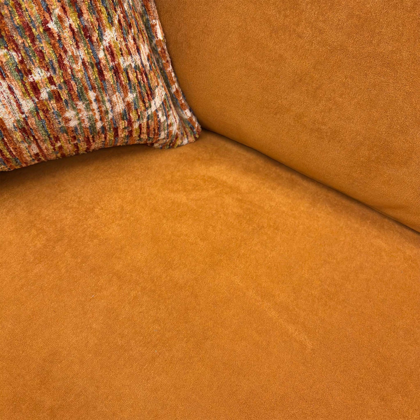 ‘Collins’ Almond Orange Towel Velvet 3 Seater Sofa