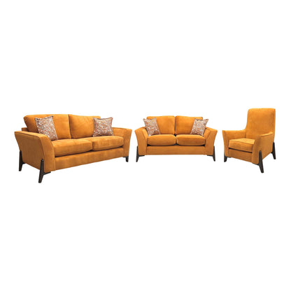 'Collins' Almond Orange Towel Velvet 3 + 2 Seater Sofa with Accent Chair Set