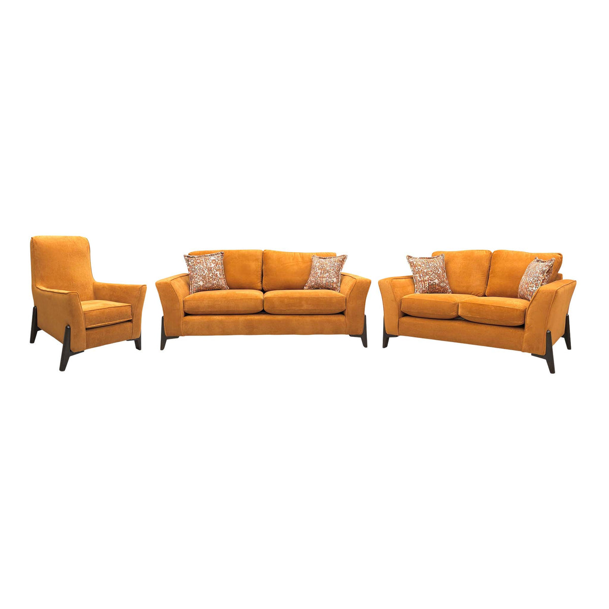 'Collins' Almond Orange Towel Velvet 3 + 2 Seater Sofa with Accent Chair Set