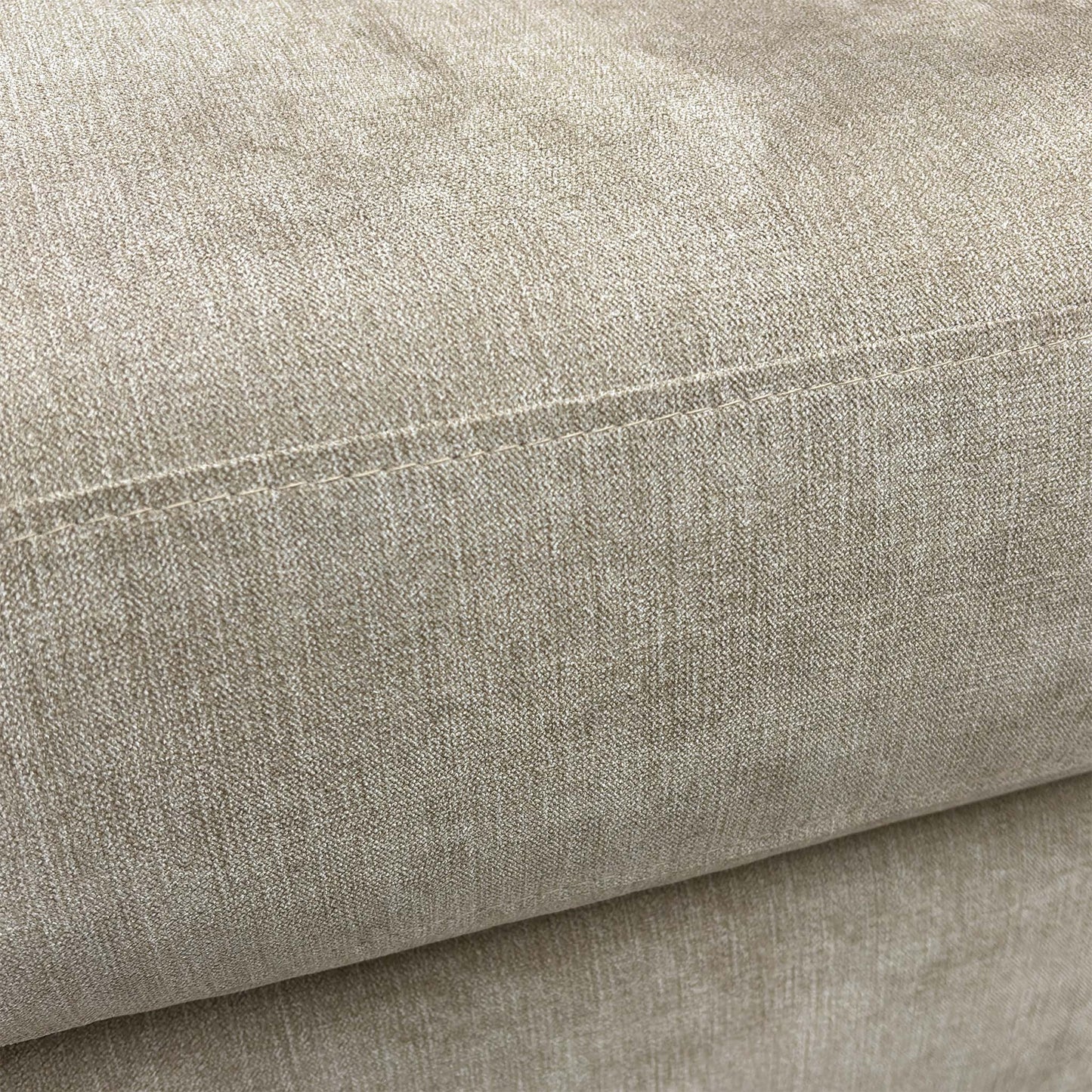 Close-up of the soft, velvety Taupe fabric upholstery texture of the 'Esprit' footstool.
